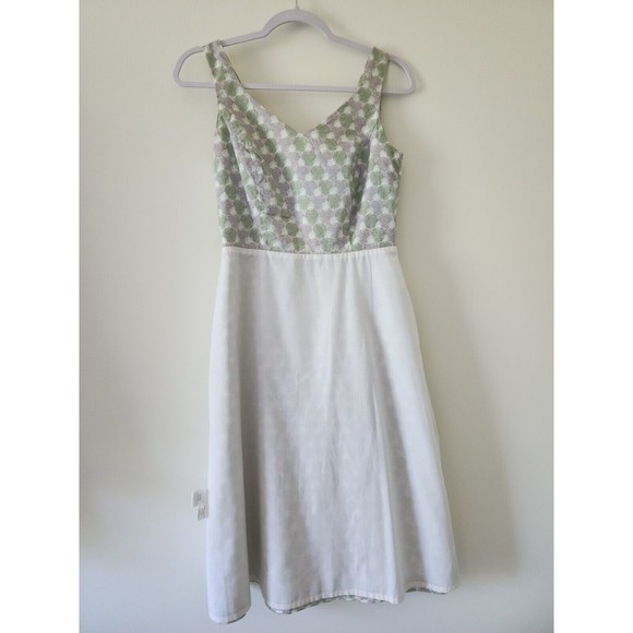 Boden Womens Cotton V-Neck Sleeveless A-Line Dress Purple Green Vacation Size 2 - Picture 4 of 8